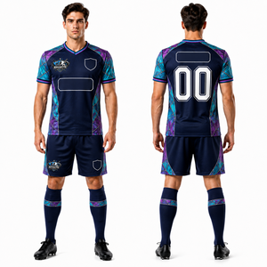 Wholesale Trendy <b>Soccer</b> Uniform Polyester Mesh Fabric Reflective Transfer Printing <b>Soccer</b> Apparel Supplier - Product Image 1