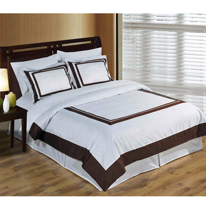 Ensemble de housse de couette personnalisée en coton sergé 100% - 3 pièces - Moderne - Pour hôtel et maison - Respirant - Broderie - Housse de couette zippée - Product Image 4