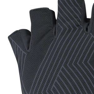 Gants de cyclisme mi-doigts tricotés respirants à motif géométrique avec bordure rouge contrastante pour l'été - Product Image 5