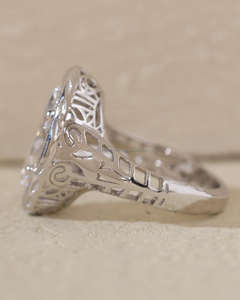 Anillo de Compromiso/Boda de Diamantes de Oro Blanco de 14K, Estilo Lujoso para Mujer, Corte Ovalado, Diamante Cultivado en Laboratorio, Clásico, Certificado IGI - Product Image 2