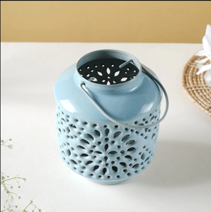 Modern Grey Metal <b>Lantern</b> Candle Holder with Floral Cutwork Pattern Decorative <b>Tealight</b> <b>Lantern</b> for Home Decor christmas decor - Product Image 6