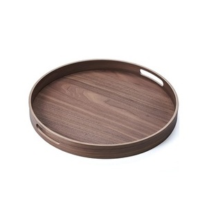 Bandeja ovalada moderna de madera para repostería con asa y diseño hueco para servir postres - Product Image 2