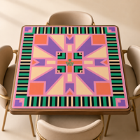 Tapis de Mahjong Géométrique Rétro de Luxe Pliable Personnalisé en Gros, Design Original, Tapis de Table de Poker en Néoprène Premium 33 Pouces, Cadeau