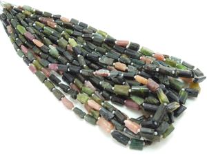Perle tube en cristal naturel multi-tourmaline 16 pouces 5X3To14X5MM Strand Loose Raw Stone For Jewelry Making - Product Image 6