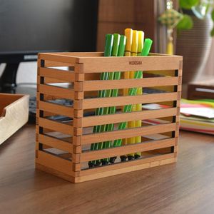 Wooden Office <b>Accessories</b> Pen Holder Handmade Desktop Organizer Storage Container <b>For</b> Executive Office Tables Professional - Product Image 2