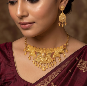 Divyoro Ethnic Gold Plated Classic Orissa Adjustable Length <b>Necklace</b> and Earrings <b>Set</b> Women's <b>Wedding</b> & All Occasions Jewelry - Product Image 3
