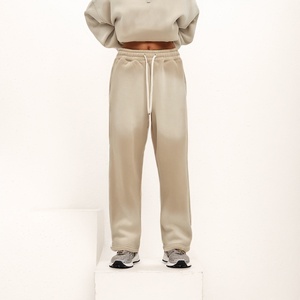 Pantalon de jogging décontracté pour homme, coupe évasée et ample, en molleton de coton épais, délavé à l'acide, avec logo personnalisé, grande taille - Product Image 5