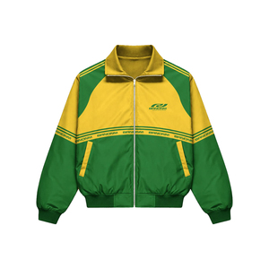 Men's Green <b>Yellow</b> Color Blocking Sporty Tracksuit Set Stand Collar Zipper Jacket & Shorts Breathable Knitted Polyester Spring - Product Image 2