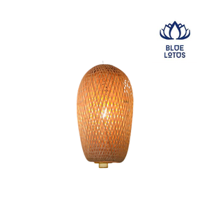 Blue <b>Lotus</b> Rattan Bell Shade LED Pendant Light Gold Finish Voice & Sensor Control Large Mounted Ceiling <b>Lamp</b> 3-Year Warranty - Product Image 1