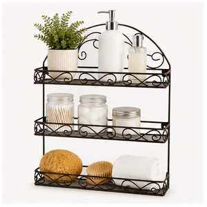 Organization and Home Decor Large Capacity Metal Kitchen <b>Storage</b> <b>Rack</b> with Three Tier Countertop Shelf Paper Towel Holder - Product Image 1