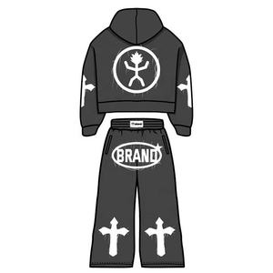 ชุดวอร์มแฟชั่นสตรีทแวร์สไตล์ Y2K ปักลาย แต่งขอบบาน รุ่นใหม่ล่าสุดสำหรับผู้ชาย ฤดูหนาว สีตัดกัน สไตล์ฮิปฮอป ยูนิเซ็กส์ ทรงหลวม - Product Image 3