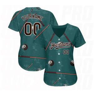 Camiseta de Béisbol Auténtica Personalizada con Diseño 3D en Verde Medianoche, Marrón y Blanco para Billar, Snooker y Bola 8 - Product Image 3