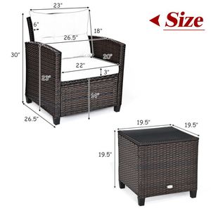 3 Piece Rattan Patio Furniture Set with Washable Cushions for <b>Garden</b> <b>Sofas</b> - Product Image 5