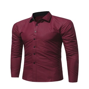 เสื้อเดรสลายทางทรงปกติของผู้ชายผ้าฝ้าย100% ลำลองแขนยาวผ้าด๊บบี้เป็นมิตรกับสิ่งแวดล้อม - Product Image 1