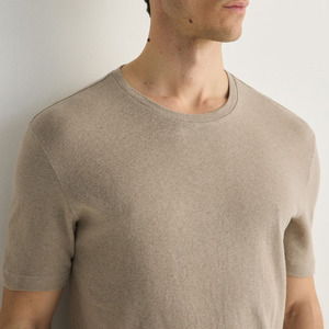 Camiseta de Manga Corta de Alta Calidad, Corte Regular, Mezcla de Lino y Algodón Premium, para Hombre - Product Image 3