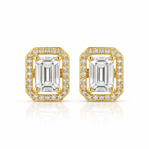 Boucles d'oreilles clous en argent sterling 925 massif avec moissanite et perle, plaqué or 14 carats pour femme - Cadeau d'anniversaire et de fête - Product Image 1