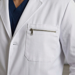 Bata de laboratorio médica para hombre, larga, de polialgodón, uniforme de hospital, corte regular - Product Image 5
