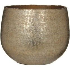 Maceta de latón vintage con diseño martillado, forma redonda, perfecta para decoración del hogar, jardín o exterior, color dorado, con asa de anillo. - Product Image 3