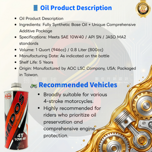 Aceite Exclusivo para Distribuidores Autorizados MEDOS 10W40 MA2 1L Aceite de Motocicleta Profesional Especial Totalmente Sintético - Product Image 3