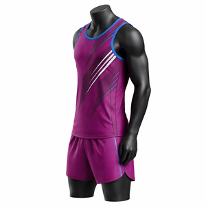 Uniforme de Running Personalizado para Hombre, Conjunto de Camiseta y Pantalones Cortos Sublimados, Ropa Deportiva Transpirable de Secado Rápido, Traje Atlético OEM - Product Image 4