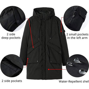 Men’s Winter Parka Long Hooded Puffer Jacket Water-Repellent Windproof Thick Insulated Padded <b>Coat</b> for Cold Weather Outdoor Wear - Product Image 3