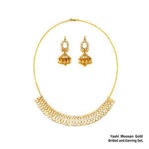 Yashi Moissanite Gold Plated Bridal Necklace and Earring Set - Product Image 2