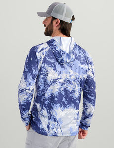 Camisa de Pesca con Capucha de Manga Larga con Efecto Tie-Dye Azul para Hombre, con Protección UPF 50, Anti-UV, Secado Rápido, Ligera - Product Image 6