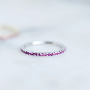 Classic Yellow Gold Plated Eternity <b>Band</b> <b>Silver</b> <b>Ring</b> With Pave Set Ruby Stones Women's Everyday Wear Jewelry - Product Image 4