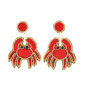 Pendientes artesanales de última tendencia con diseño de vida marina para niñas, con perla como piedra principal y cuentas de vidrio, ideales para fiestas y eventos nocturnos. - Product Image 1