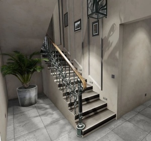 Rampe d'escalier en fer forgé traditionnelle KHP KHP-SRI-03 avec finition résistante à la rouille, montage facile au sol, garantie de 3 ans - Product Image 5
