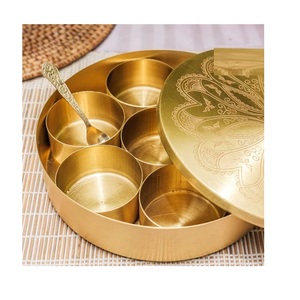 <b>United</b> Creations Luxury Durable Brass Double Wall Eco-Friendly Spice Box with Multiple Compartments <b>for</b> <b>Kitchen</b> Organization - Product Image 6