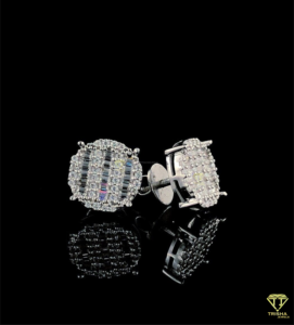 Luxury Square Lab Grown Diamond Earrings 925 Sterling <b>Silver</b> Cluster <b>Stud</b> Jewelry - Product Image 4