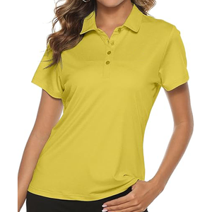 Polo Negro para Mujer, Manga Corta, Color Sólido, Transpirable, Tejido de Poliéster, Corte Casual, Largo Regular - Product Image 4