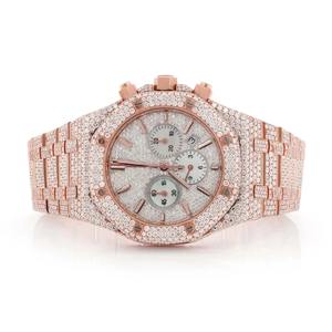 Nuevo Reloj de Lujo con Diamantes de Laboratorio VVS Moissanite, Personalizado en Color Rosa y Plata, para Hombre, Disponible en Stock - Product Image 1
