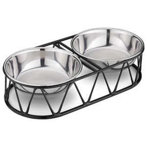 Comedero elevado para perros, de acero inoxidable, con soporte, doble, antideslizante. - Product Image 1