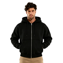 Sweat-shirt à capuche zippé marron pour homme, coupe classique, tricoté, décontracté, couleur unie, automne - Product Image 4