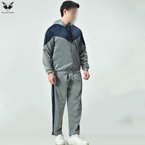 Men Color Blocked Hooded Mid Rise Tracksuits Full Zipper High Quality Training Jogging Sports Wear Men Top Fabric Tracksuits - Product Image 3