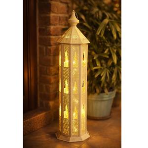 Lanterne à bougie hexagonale en fer noir de luxe avec panneaux en verre, moderne, pour Noël, la Saint-Valentin, durable, écologique, pour l'intérieur - Product Image 2