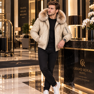 Veste en cuir pour homme de haute qualité avec capuche en fourrure, vente en gros personnalisée |   Veste de couleur personnalisée |   Blouson rembourré |   Bomberjack de luxe - Product Image 6