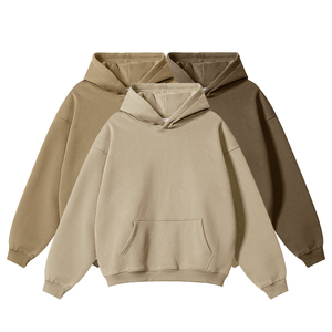 เสื้อฮู้ดโอเวอร์ไซส์แบบยูนิเซ็กซ์ สีพื้น ผ้าฟลีซ 100% ผ้าฝ้าย เสื้อสวมหัวลำลอง ทรงหลวม ใส่ได้ในฤดูหนาว - Product Image 1