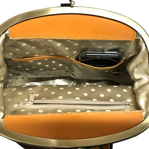 Vintage-Inspired Genuine Leather Clasp Frame <b>Backpack</b> with Medium Capacity Handmade in Japan All Seasons - Product Image 3