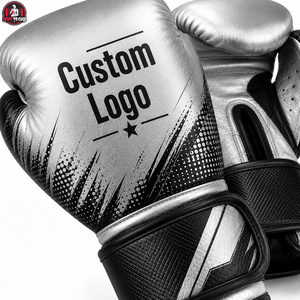 Kickboxing OEM ODM Service Custom Logo <b>Silver</b> and Black Boxing <b>Gloves</b> Professional Training Sparring Punching Bag <b>Gloves</b> - Product Image 6