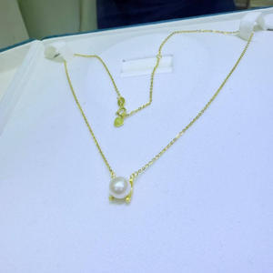 Collier de perles d'eau douce rondes authentiques de Zhuji, 8-9 mm, pendentif en argent pur, forme presque parfaite, accessoire de mode pour les trajets quotidiens - Product Image 4