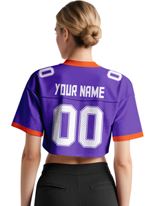 Custom <b>Men's</b> American Football <b>Crop</b> <b>Top</b> Jersey with Short Sleeve Printed Breathable Fabric and Custom Logo - Product Image 2