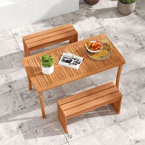 Panca da Giardino per 2 Persone con Telaio in Legno Massiccio per Cortile e Patio - Product Image 3