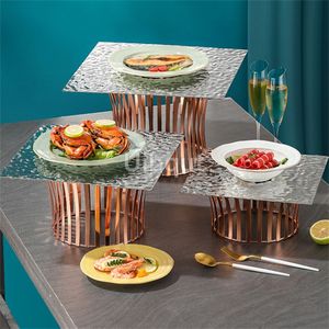 Support géométrique en métal, présentoir à cadre doré, support de décoration pour traiteur, support à gâteaux pour fête - Product Image 5