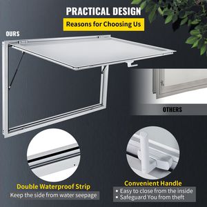53 X 33 Inch <b>Concession</b> Stand Serving Window Door Double Point Fork Lock <b>Trailer</b> Type Awning Door for Convoy - Product Image 5