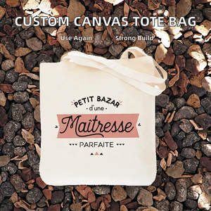 High Quality Custom Printed Logo Medium <b>Canvas</b> Tote Bag with Shoulder/Hand Handle Reusable Zipper Gift Bag for Wholesale - Product Image 2