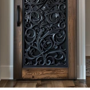 Puerta Corredera de Madera Tallada a Mano de Lujo, Diseño Artístico con Filigrana, Decoración para Entrada Interior - Product Image 3