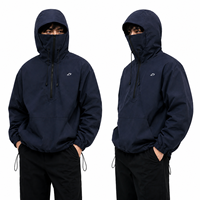 Veste coupe-vent oversize à capuche avec cache-visage intégré, style streetwear, logo personnalisé, directement de l'usine, pour hommes, fournisseur